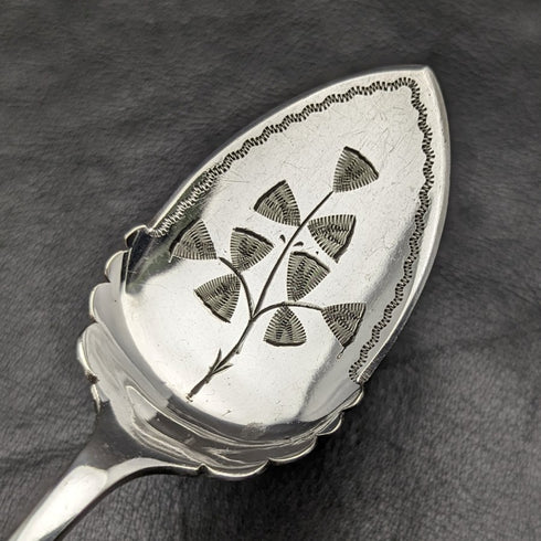 British Antique White Pearl Shell Handle Silver Plated Jam Spoon Pair